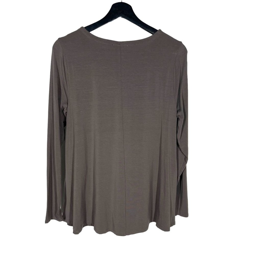 Eileen Fisher Brown Grey Long Sleeve Tencel Lyocell Blend Top Small - Picture 2 of 7